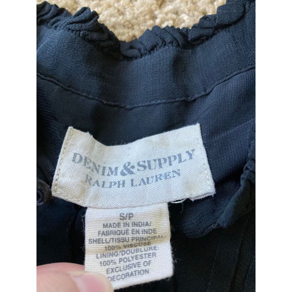 Denim & Supply Ralph Lauren Women's Size Small Black Sheer Button Dress - Picture 10 of 10